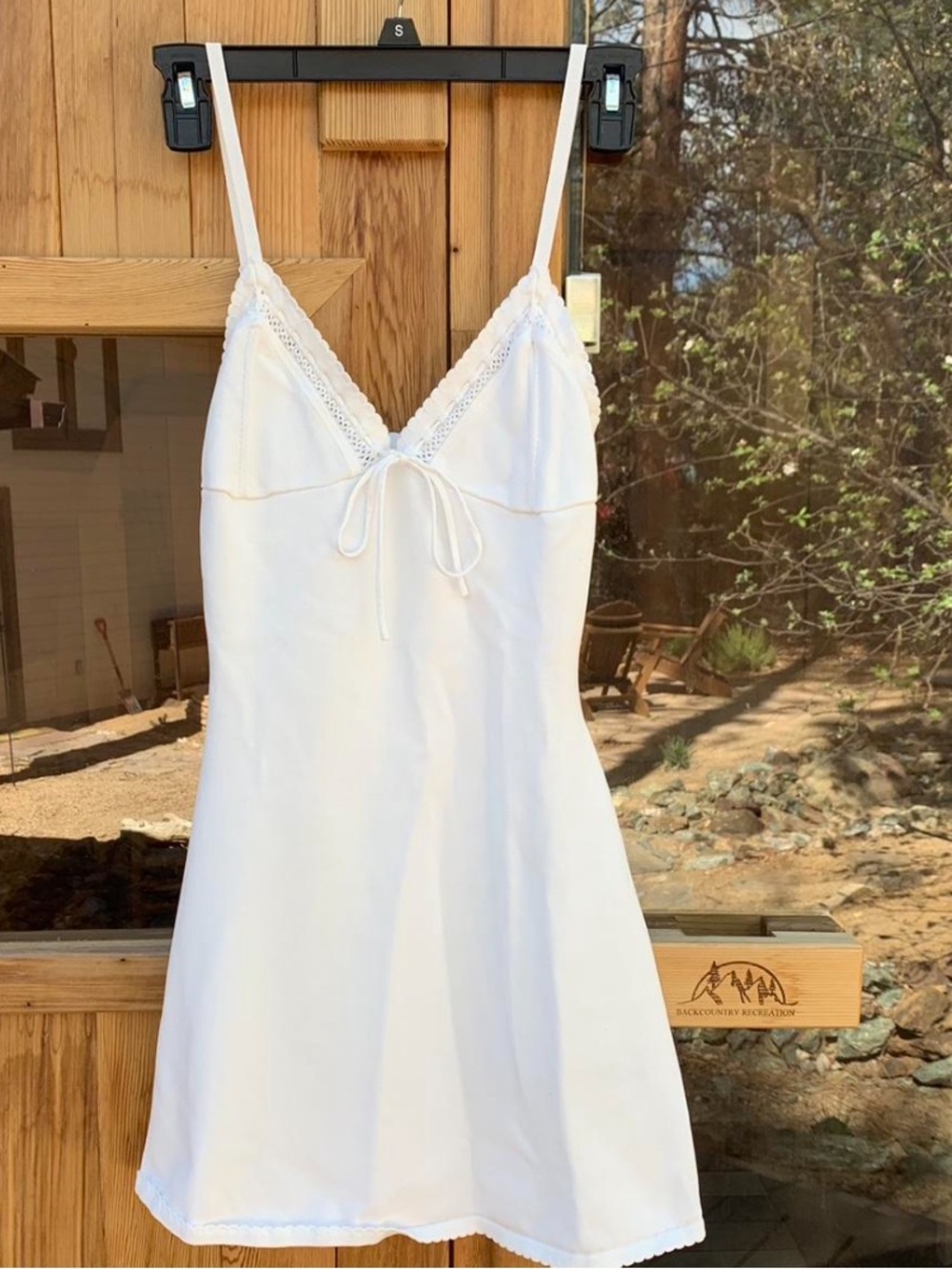 Meshki White Lace-Trim Slip Dress